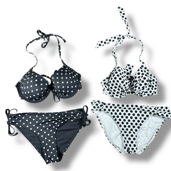 H&M Other - Lot of 2 Polka Dot Bikinis - Black H&M Sz 8 & White Unbranded - Great Condition